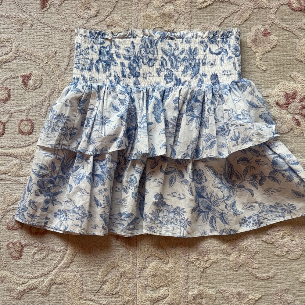 Tartine et Chocolat Blue and White Floral Tiered Skirt